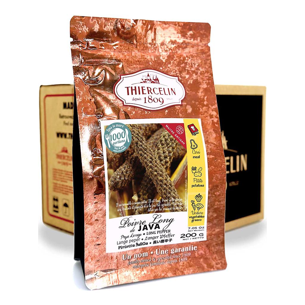 POIVRE LONG DE JAVA, entier, sachet fraîcheur refermable, Carton de 12 x 200 g