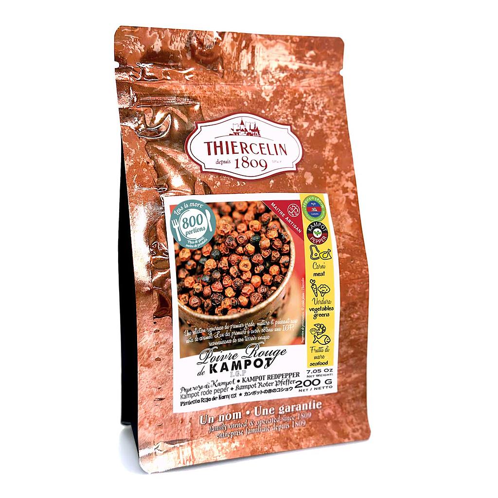POIVRE ROUGE DE KAMPOT, fruits séchés (drupes), sachet fraîcheur refermable 200 g