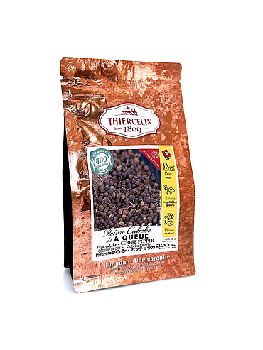 Cubebpeper (ook wel staartpeper genoemd), gedroogd fruit (steenvruchten), 200 g hersluitbare vershoudzak