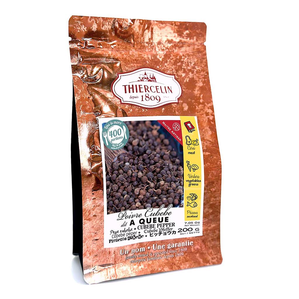 Pimiento cubeba (también conocido como pimiento de cola), fruto seco (drupas), bolsa de conservación resellable de 200 g