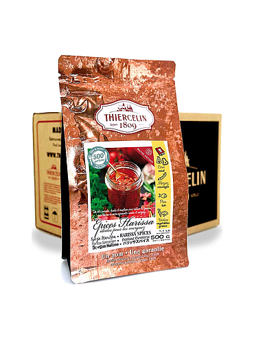 Harissasauskruiden, kruidenmix in poedervorm, hersluitbare zak voor optimale versheid, doos met 12 x 500 g