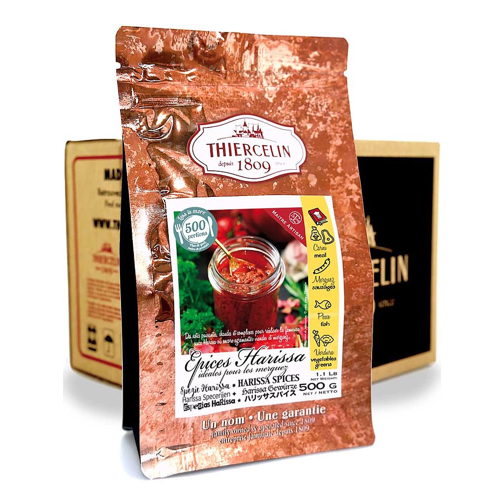 ESPECIAS PARA SALSA HARISSA, mezcla de especias en polvo, bolsa de frescura resellable, caja de 12 x 500 g