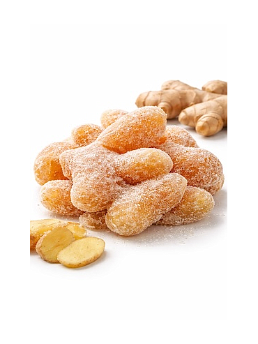 Zenzero candito in zucchero, rizoma intero, sacco da 10 kg