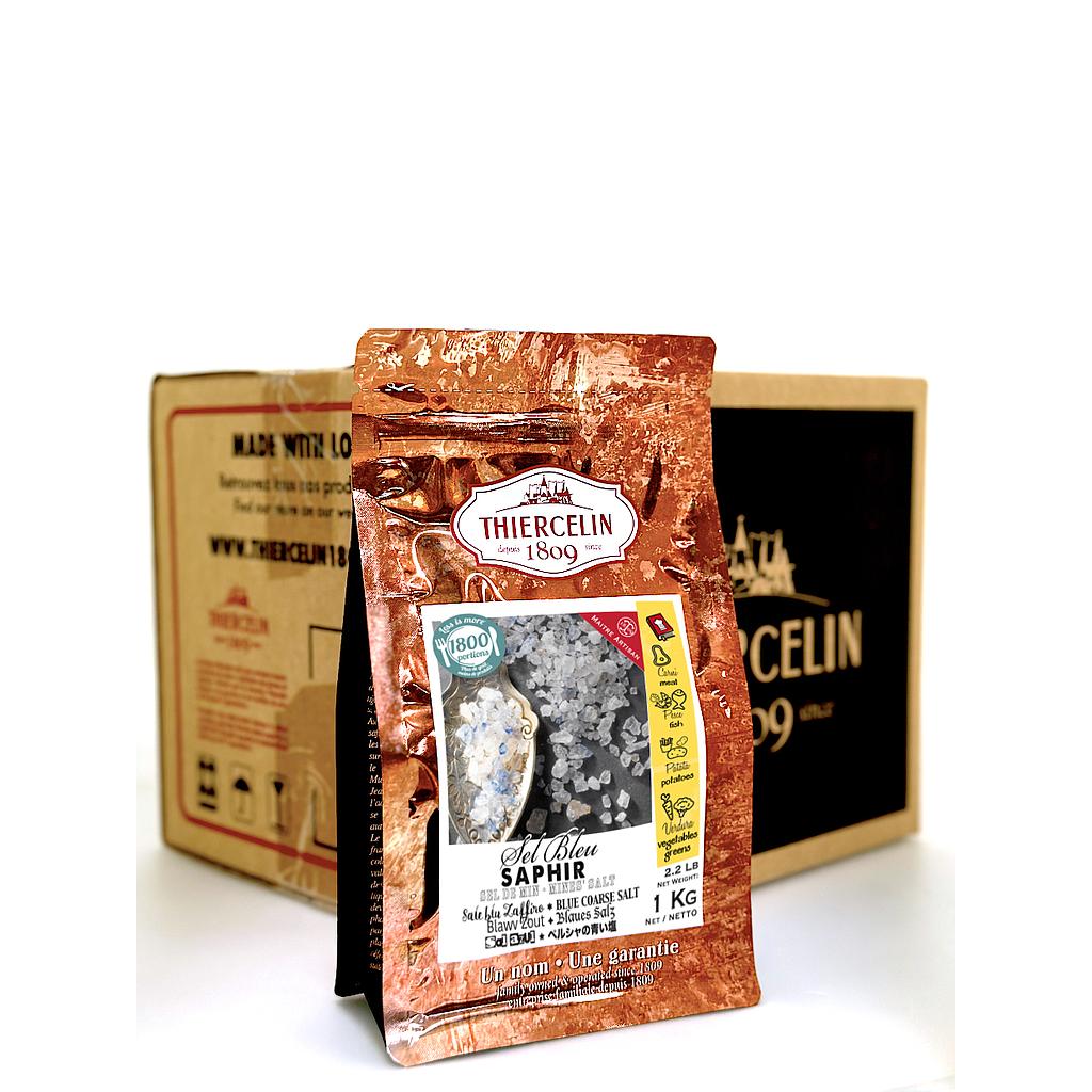 SAFIRBLÅTT SALT FRÅN PERSIEN, granulat, återförslutningsbar färskhetspåse, förpackning med 12 x 1 kg
