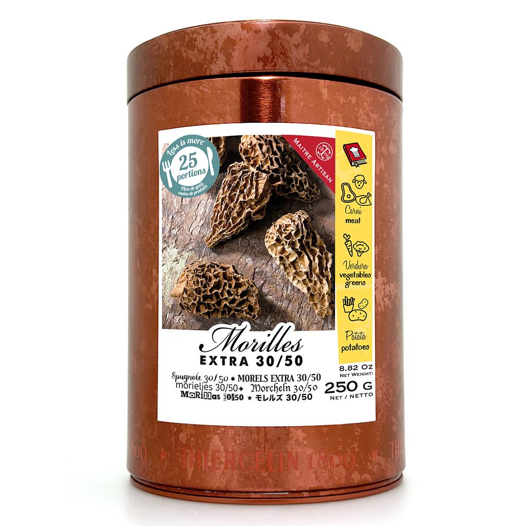 MORELS 30/50, extra, size 30/50 mm, metal can, 250 g 