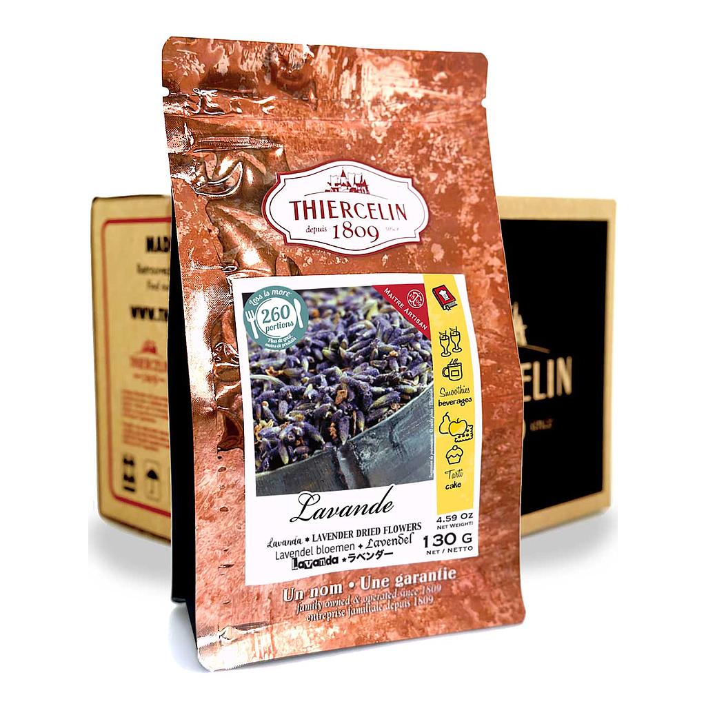 Lavendel, getrocknete Blüten, wiederverschließbarer Frischebeutel, Karton mit 12 x 130 g