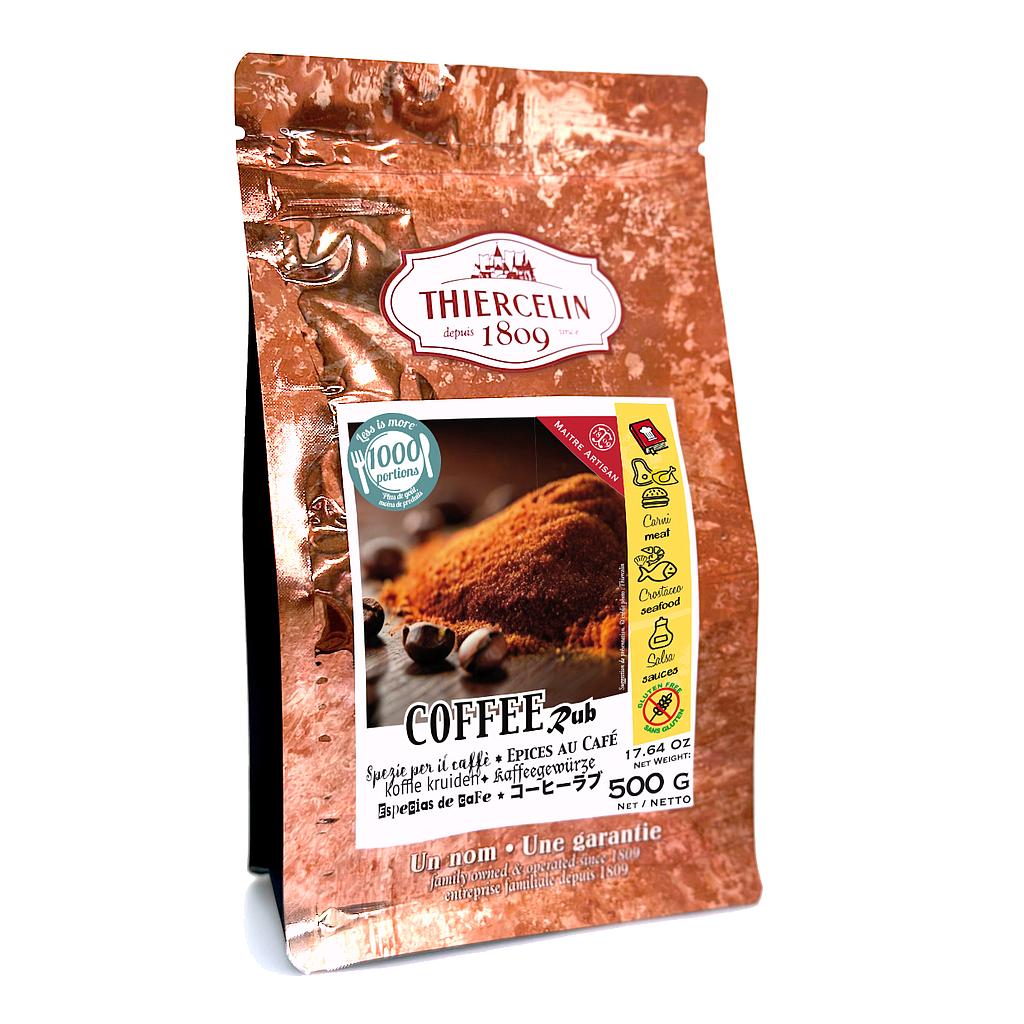 COFFEE RUB, mistura de especiarias em pó, sachê de frescor que pode ser fechado novamente 500 g