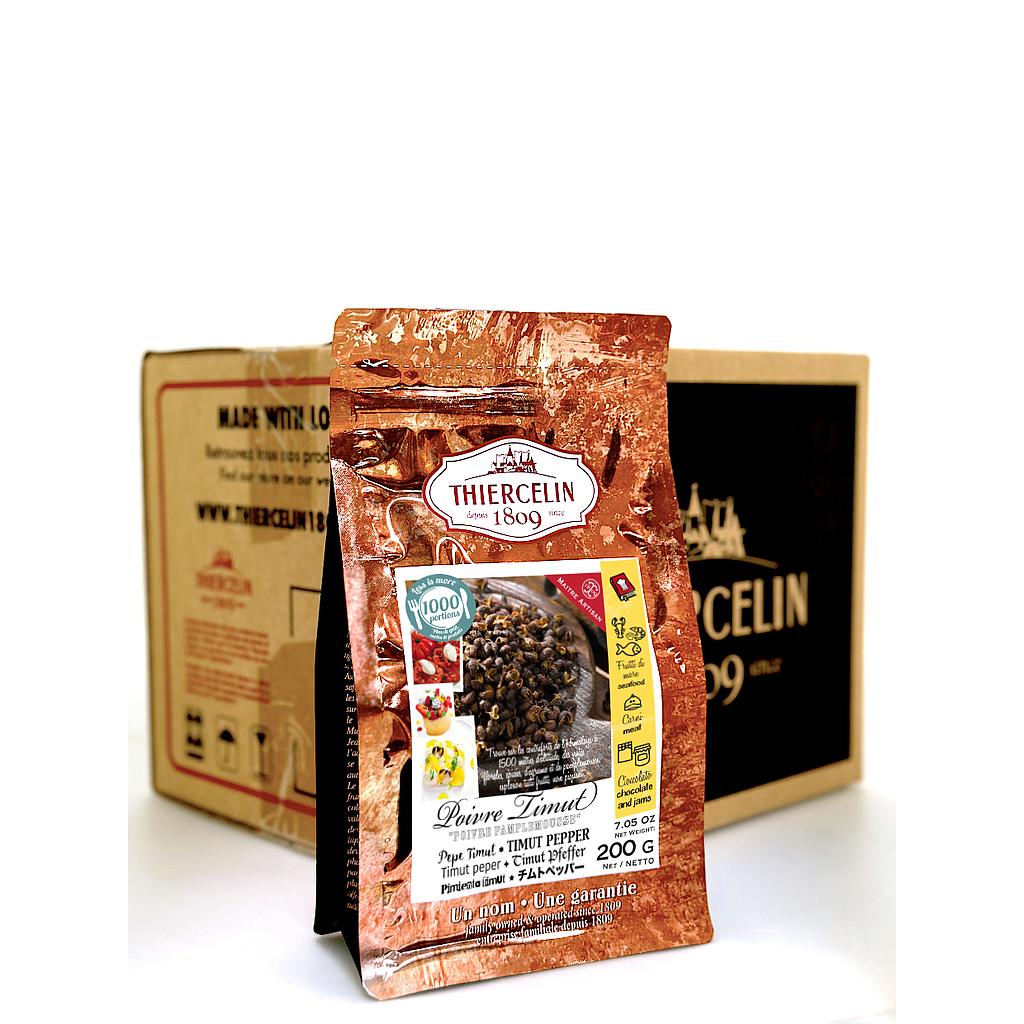 TIMUT PEPER UIT NEPAL, gedroogde vruchten (follikels), hersluitbare vershoudzak, Doos van 12 x 200 g
