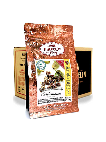 CARDAMOM, seeds, reclosable zip bag, Carton of 12 x 250 g