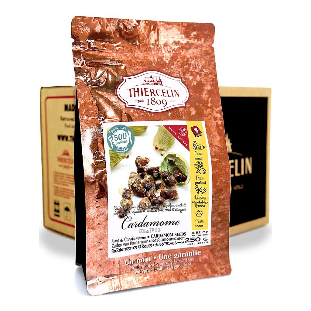 CARDAMOME, graines, sachet fraîcheur refermable, Carton de 12 x 250 g