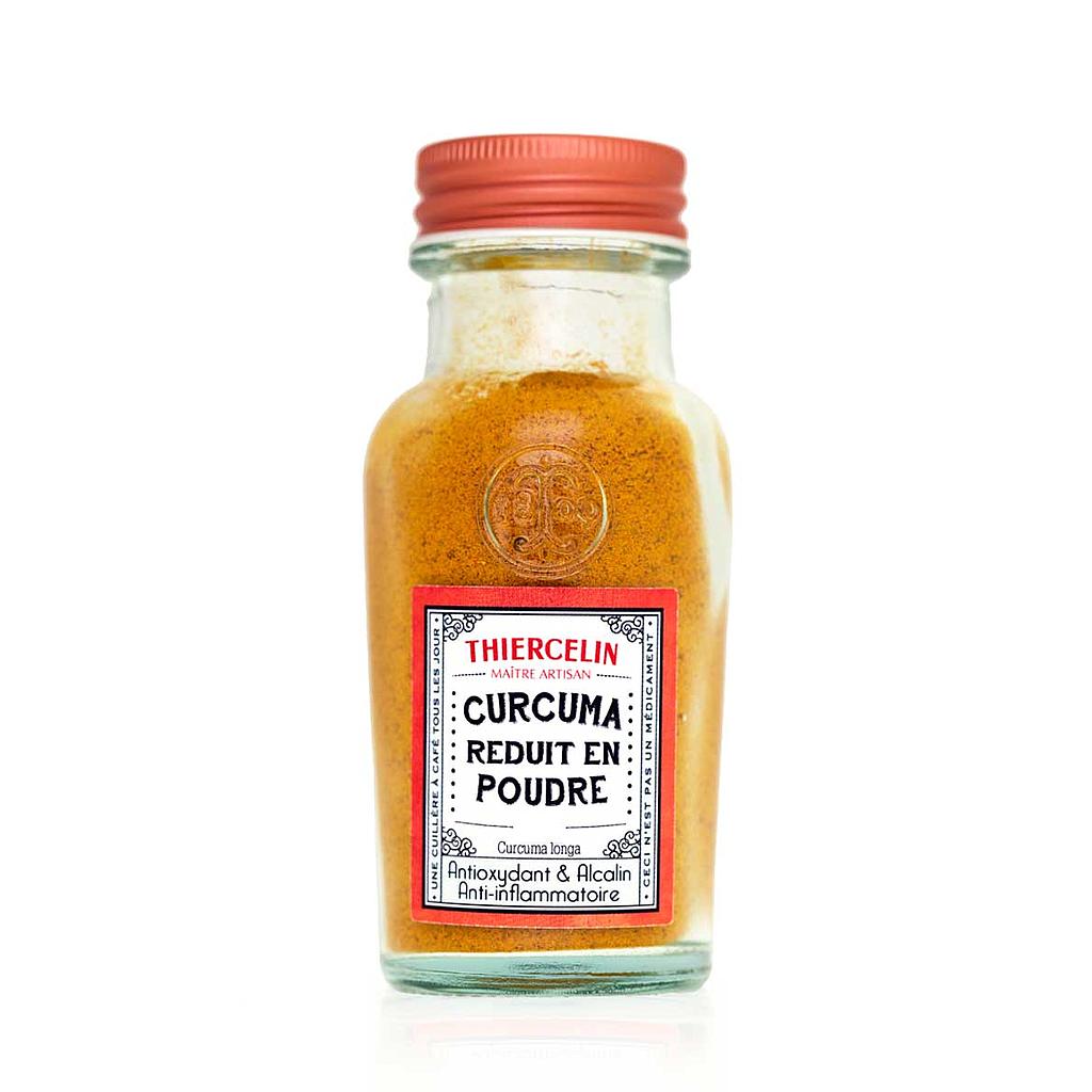 CÚRCUMA, rizomas moídos, caixa de vidro reciclado 65 g