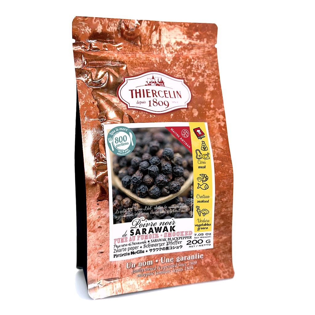 SMOKED SARAWAK BLACK PEPPERCORNS, smoked dried fruit, resealable freshness bag 200g