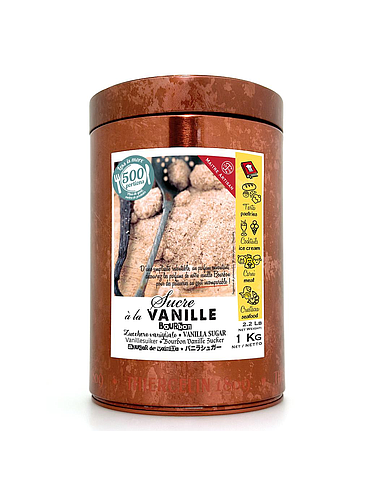 BOURBON VANILJSOCKER, från Madagaskar, 6 %, naturlig arom, 1 kg metalllåda