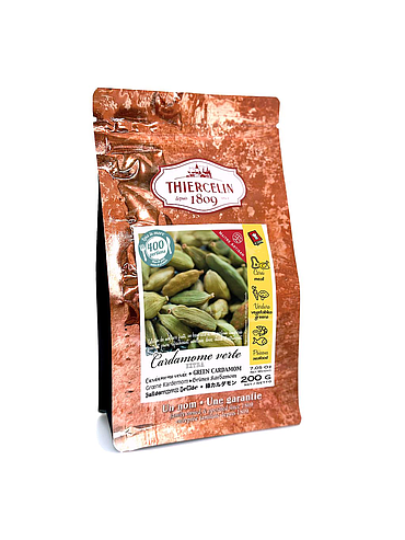 CARDAMOMO VERDE, cápsulas enteras, bolsa resellable de frescura 200 g