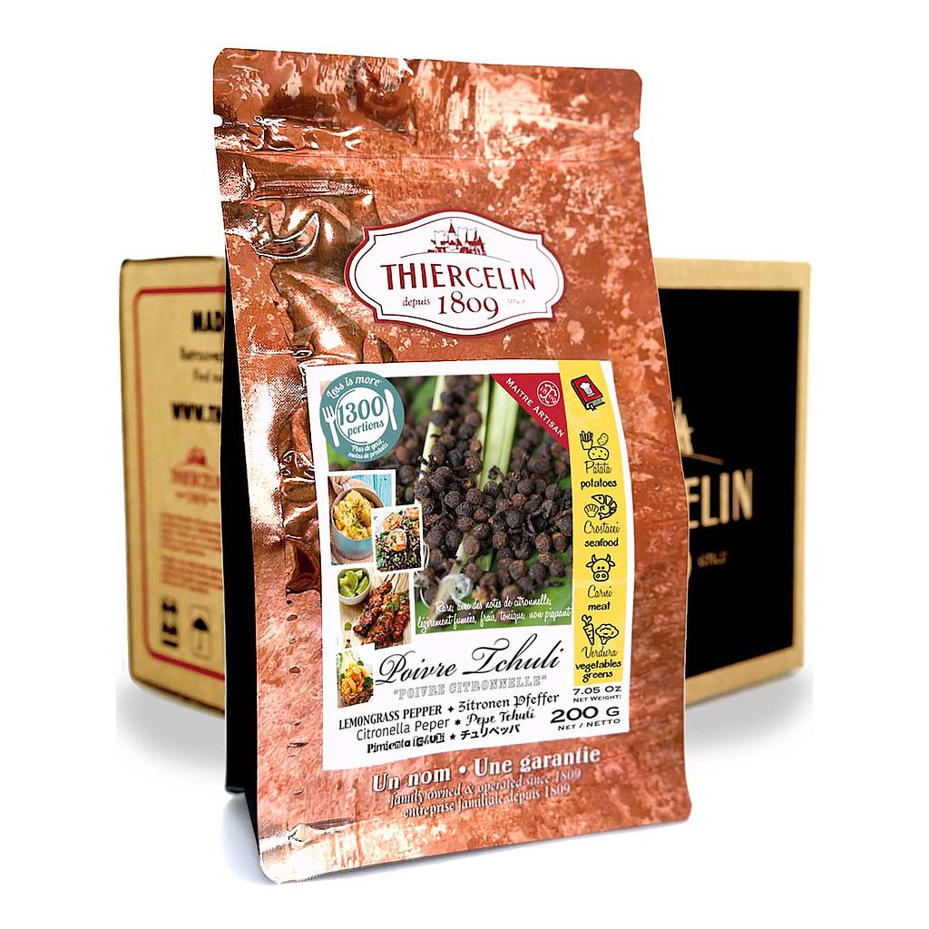 TCHULI® PEPPER, dried fruit (drupe), resealable freshness bag, Carton of 12 x 200 g