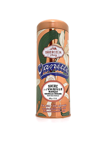 AÇÚCAR DE BAUNILHA BOURBON, de Madagáscar, 6%, aroma natural, lata de metal de 500g