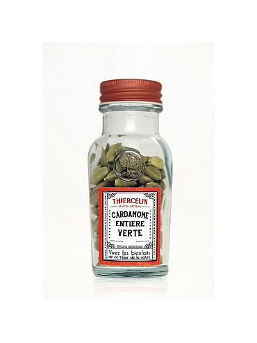 CARDAMOMO VERDE, cápsulas enteras, estuche de vidrio reciclado 45 g