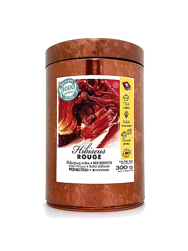 Rode hibiscus, gedroogde bloemen, metalen doos 300 g