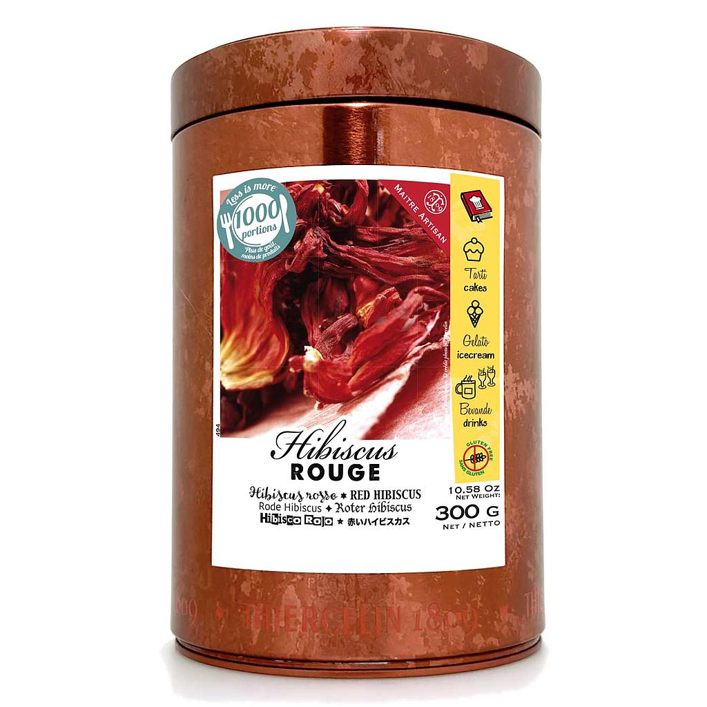 Rode hibiscus, gedroogde bloemen, metalen doos 300 g