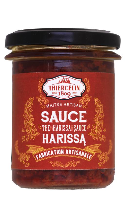 SAUCE HARISSA A LA ROSE, sauce artisanale avec sa pointe de Rose, fabrication maison, bocal verre 170 g