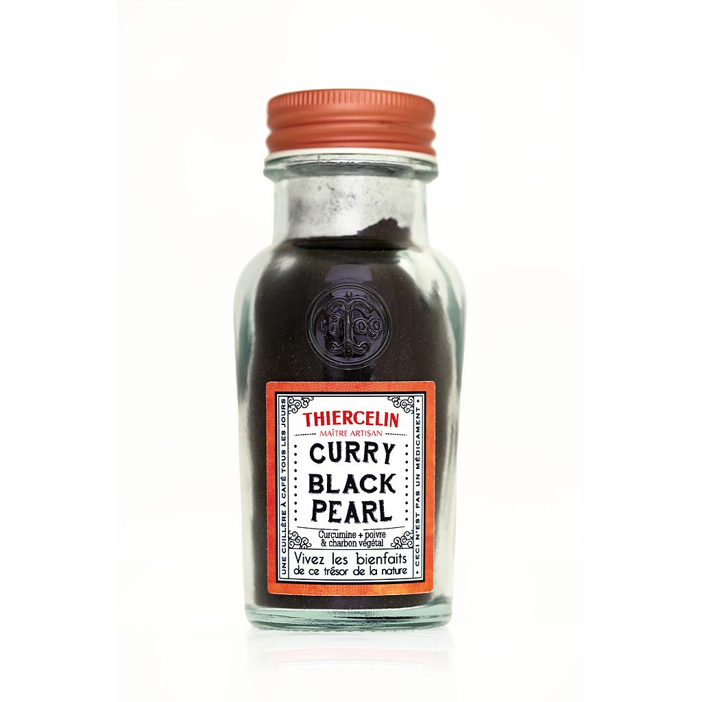 SVART CURRY BLACK PEARL®, kryddblandning i pulverform med aktivt kol, fodral av återvunnet glas 40 g