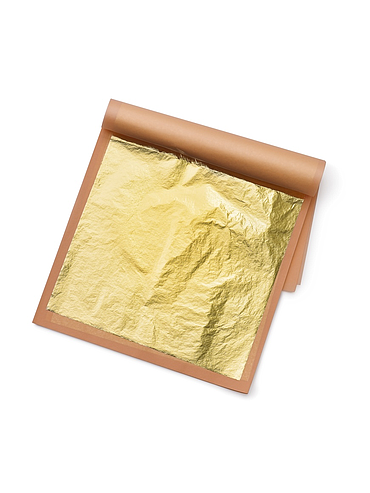 FEUILLES D'OR ALIMENTAIRE, 8x8 cm, carnet de 25 feuilles
