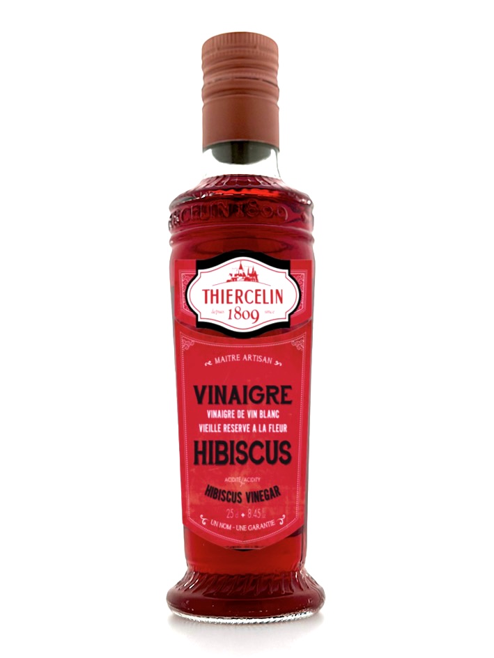 HIBISKUSBLOMSVINEGAR, naturligt smaksatt vitvinsvinäger, flaska med integrerad hällanordning, 25 cl