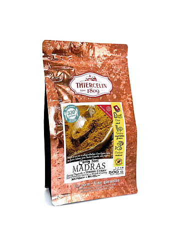 STERKE MADRAS CURRY, kruidenmix in poedervorm, hersluitbare vershoudzak 500g