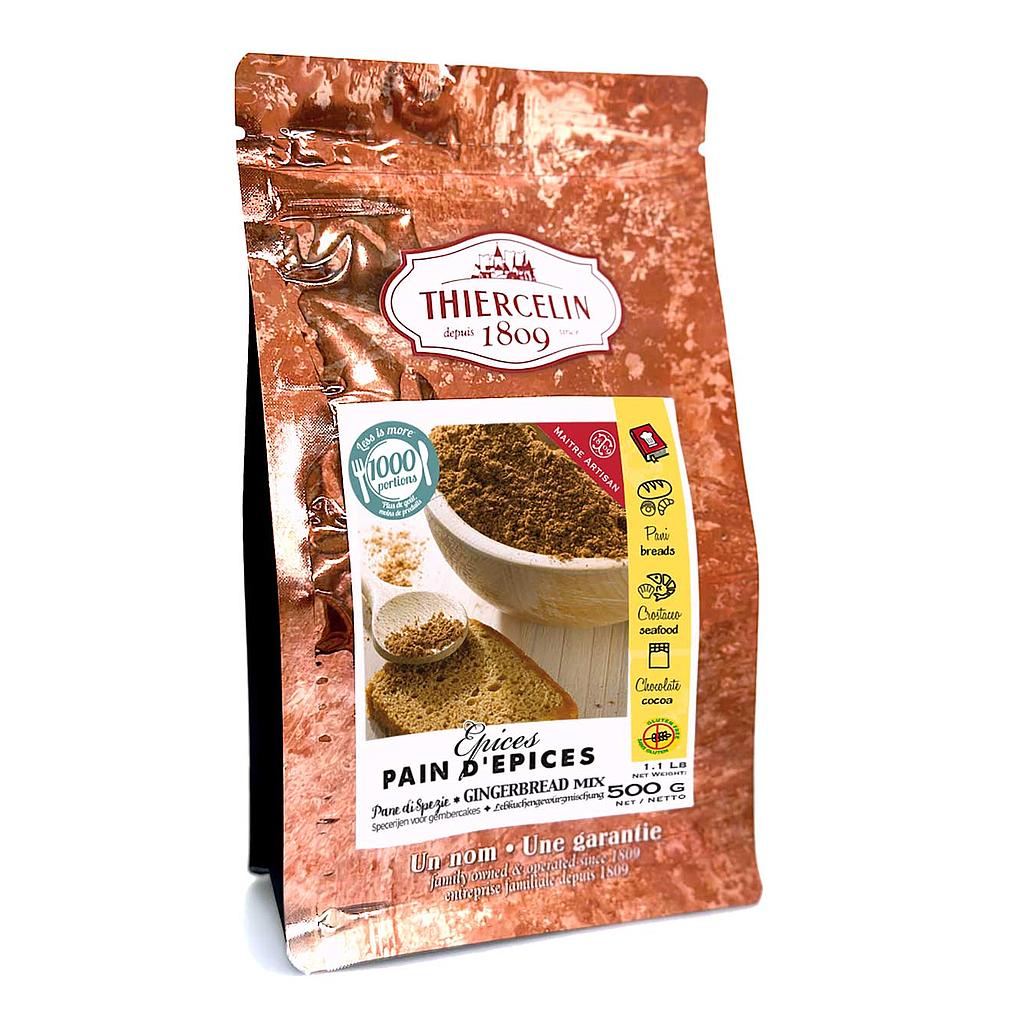 TEMPEROS PARA PÃO DE GENGIBRE, mistura de especiarias em pó, embalagem de 500g com fecho hermético para manter a frescura.