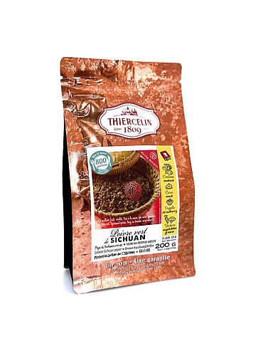 GROENE SICHUAN PEPER, gedroogde vruchten (follikels), hersluitbare vershoudzak 200 g