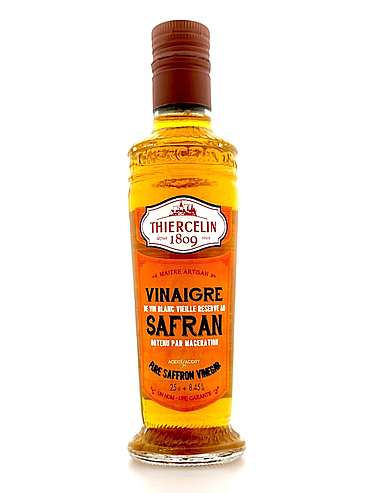 SAFFRANSVINÄGER, naturligt smaksatt vitvinsvinäger, flaska med integrerad hällpip, 25 cl