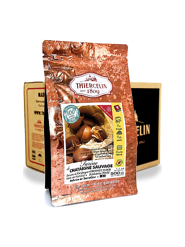 FARINE DE CHATAIGNES SAUVAGES, poudre, sachet fraîcheur refermable, Carton de 10 x 500 g