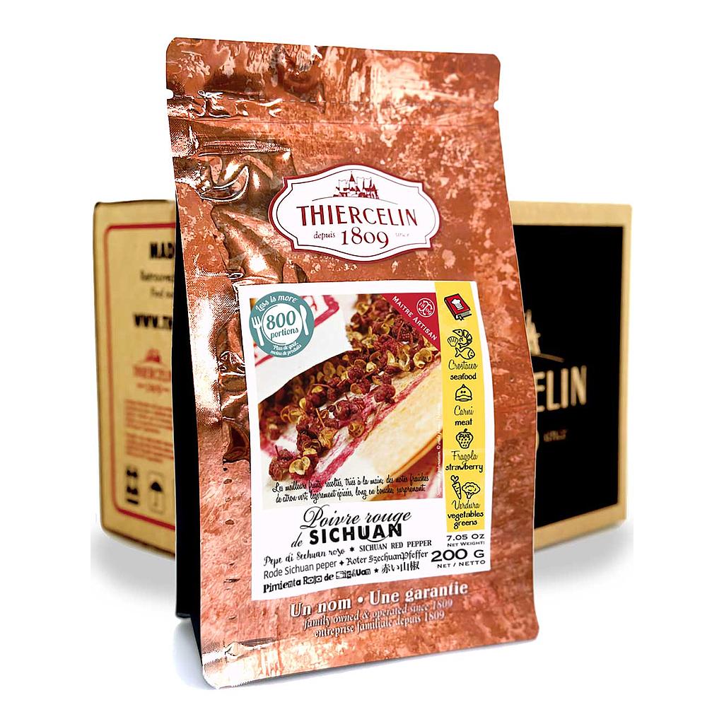 Röd sichuanpeppar, torkad frukt (folliklar), återförslutningsbar färskhetspåse, kartong med 12 x 200 g