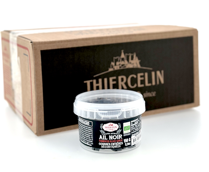 ALHO PRETO ORGÂNICO, cravo descascado, da agricultura orgânica, pote de plástico, caixa com 12 x 150 g