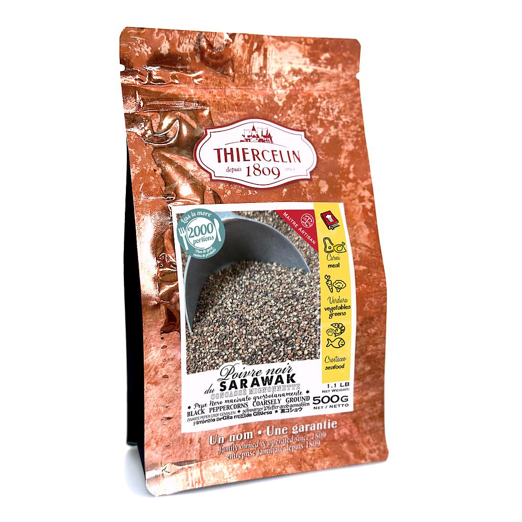 PIMIENTA NEGRA SARAWAK, mignonette, bolsita fresca resellable 500 g 