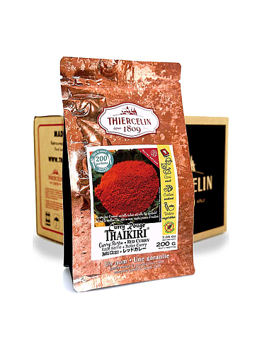 CURRY ROUGE THAIKIRI®, mezcla de especias, sobre fresco resellable, Caja de 12 x 200 g 