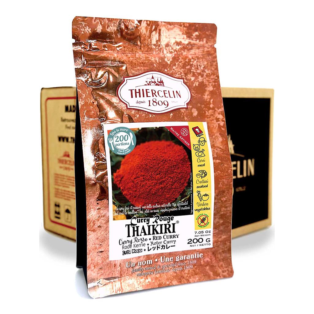 CURRY ROUGE THAIKIRI®, mélange d'épices, sachet fraîcheur refermable, Carton de 12 x 200 g