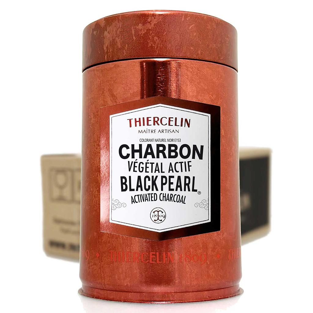 CHARBON VEGETAL BLACK PEARL®, colorant noir naturel E153, boîte métal cannette, Carton de 6 x 40 g