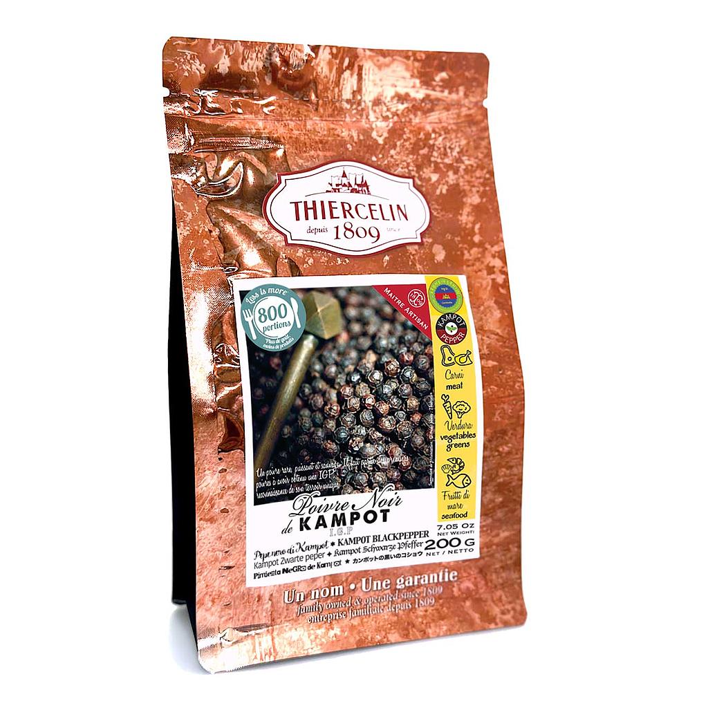 KAMPOT ZWARTE PEPER BGA, korrels, hersluitbare vershoudzak 200 g