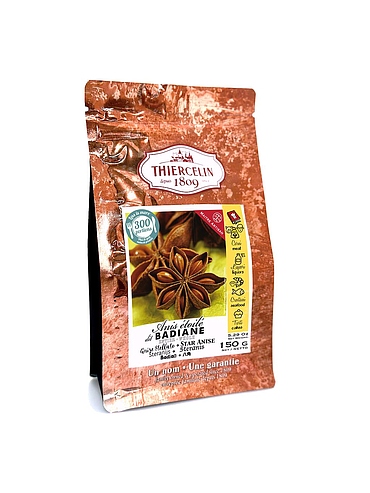 BADIANE DIT ANIS ETOILE, fruits entiers, sachet fraîcheur refermable 150 g