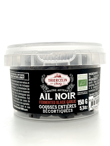 BIOLOGISCHE ZWARTE KNOFLOOK, gepelde kruidnagelen, uit de biologische landbouw, plastic pot 150 g