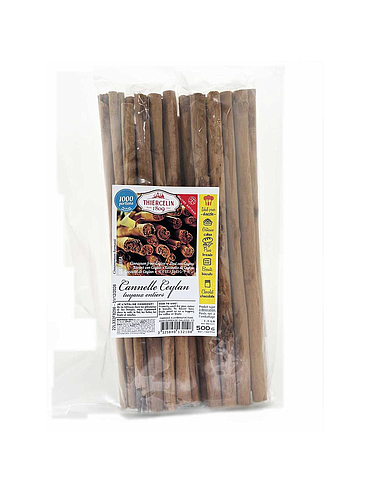 CANELA DE CEYLAN, tubos enteros 30 cm, bolsa plástica 500 g 