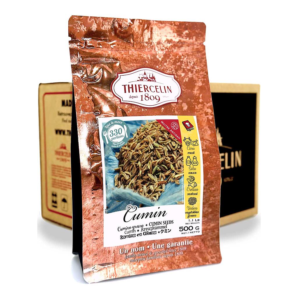 Cominhos, frutos secos (diaquenos), embalagem com fecho hermético para manter a frescura, caixa com 10 x 500g