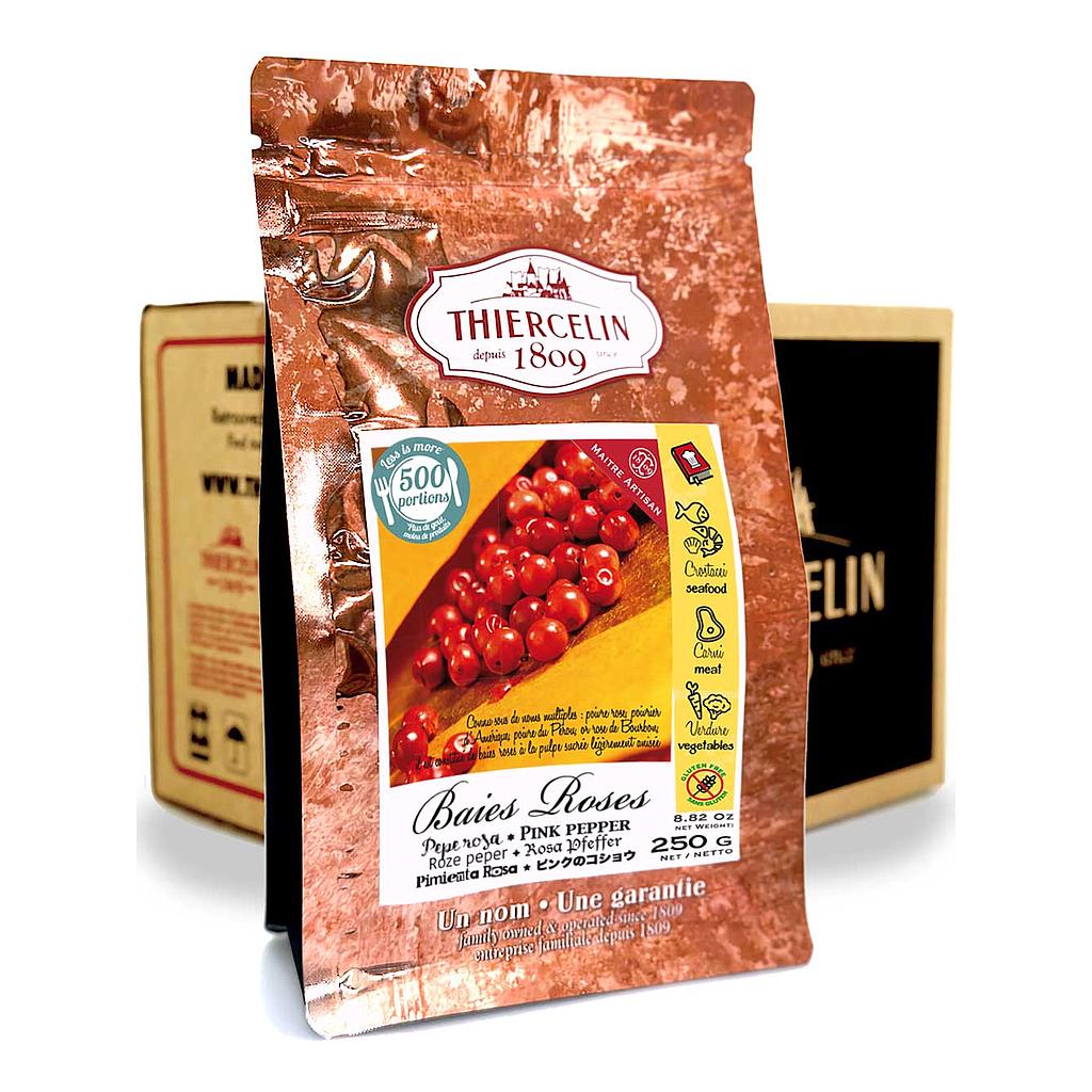 PEPE ROSA, drupe disidratate, sacchetto salvafreschezza richiudibile, cartone da 12 x 250 g