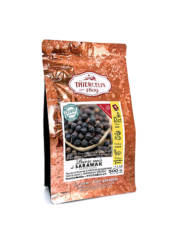 SARAWAK BLACK PEPPERCORNS, dried fruits, resealable zip bag 500 g