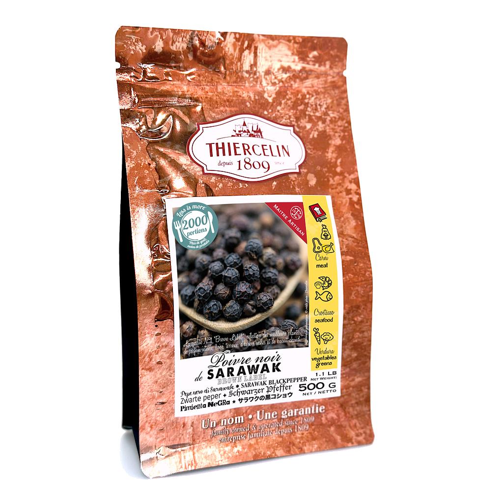 POIVRE NOIR DE SARAWAK, grains, sachet fraîcheur refermable 500 g