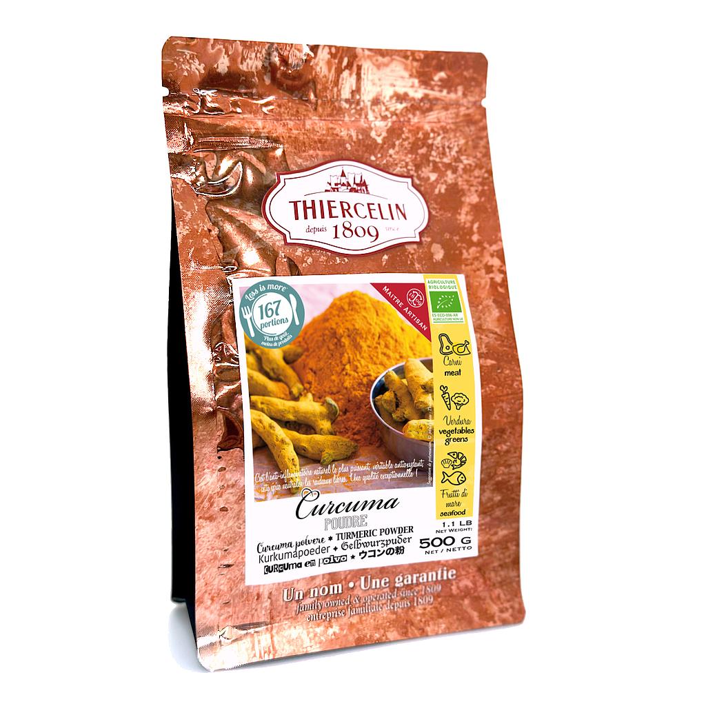 CÚRCUMA ECOLÓGICA, rizomas en polvo, de agricultura ecológica, bolsa de frescura resellable 500 g