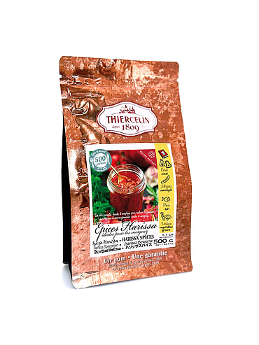 HARISSA/MERGUEZ SPECERIJEN, kruidenmix in poedervorm, hersluitbare vershoudzak 500g