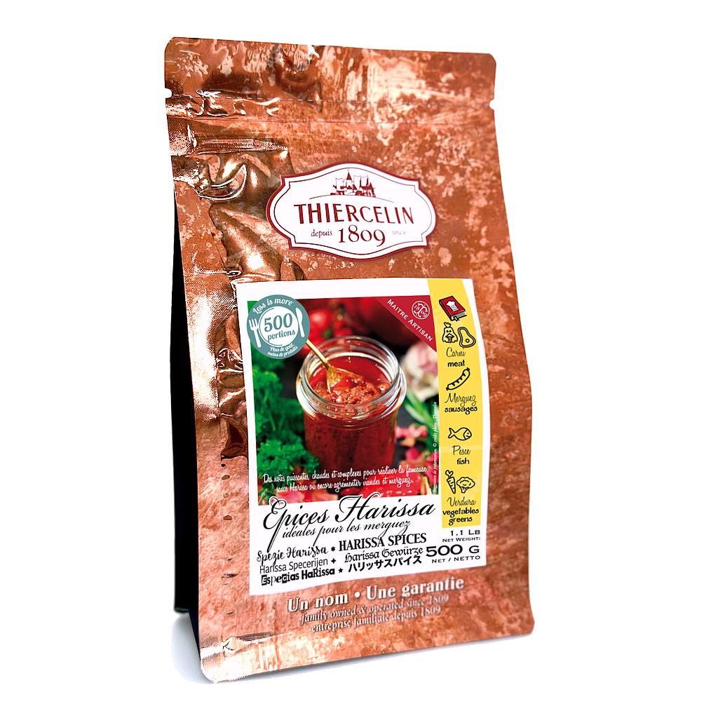 HARISSA/MERGUEZ SPECERIJEN, kruidenmix in poedervorm, hersluitbare vershoudzak 500g