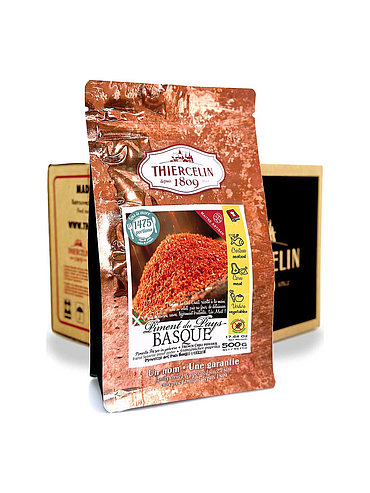 Baskisk chili (Frankrike), pulver, återförslutningsbar färskhetspåse, kartong med 12 x 500 g